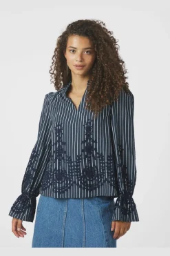 Discount Neo Noir Amara Stripe Emb Blouse 163363 141