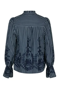 Discount Neo Noir Amara Stripe Emb Blouse 163363 141