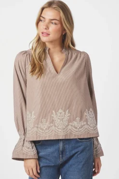 Neo Noir Amara Striped Emb Blouse 166705 543