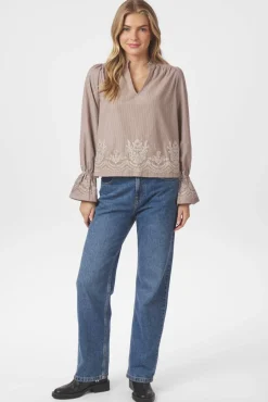 Neo Noir Amara Striped Emb Blouse 166705 543