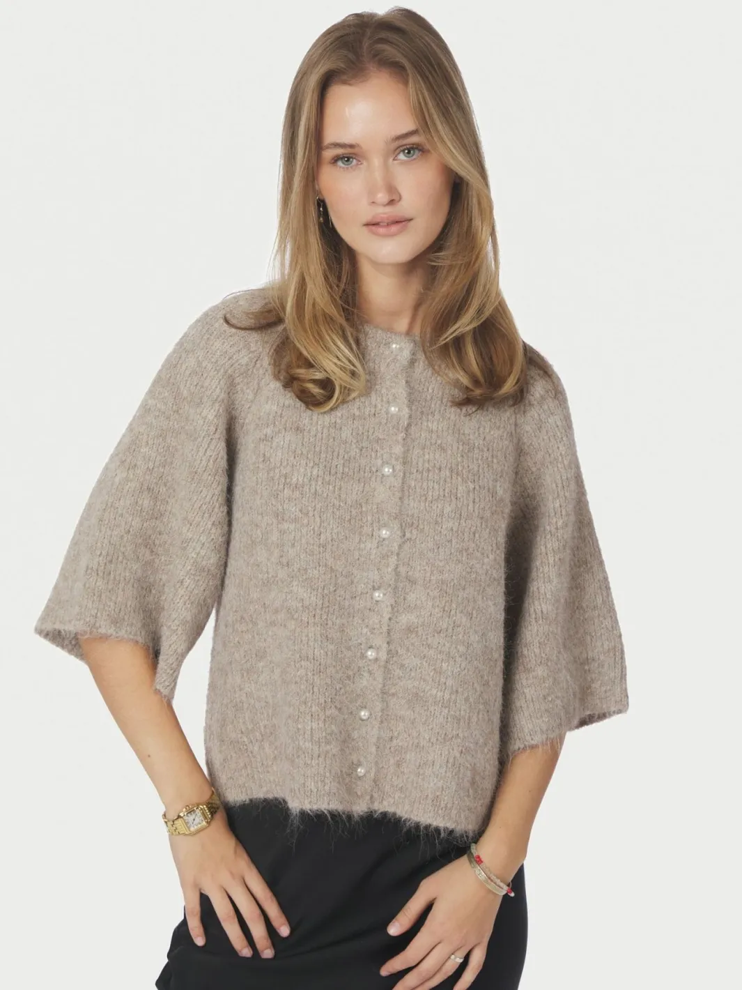 New Neo Noir Amaya Fluffy Knit Cardigan 167529 976