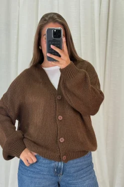 New A-bee Amelia Cardigan Dark Brown