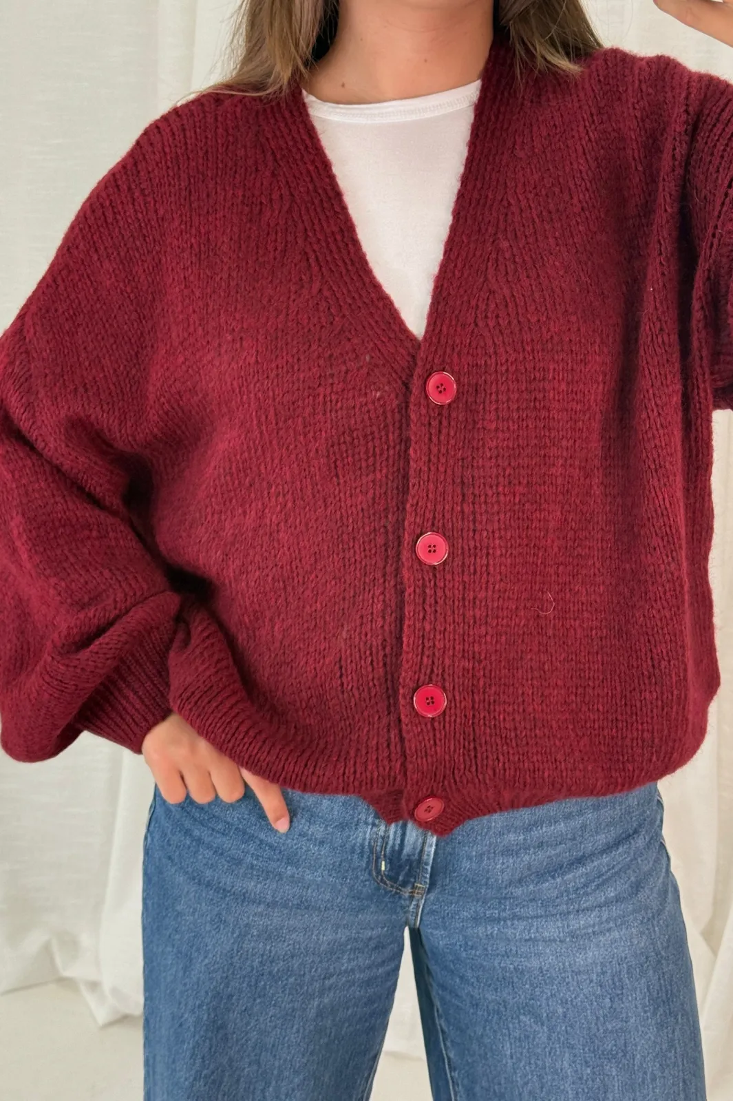Sale A-bee Amelia Cardigan Burgundy