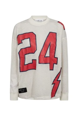 Sale Haute L'Amitié American Football Ls Tee HL10049 Pearl/ Red