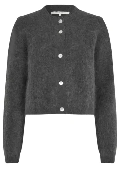 New Second Female Andrea Knit Rib LS Cardigan 60126 7037 Volcanic Ash