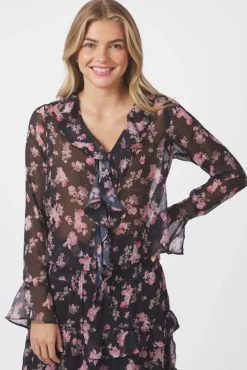 Outlet Neo Noir Anika Marigold Print Blouse 165527 702