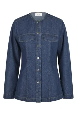 New Neo Noir Annie Denim Blouse Dark Blue