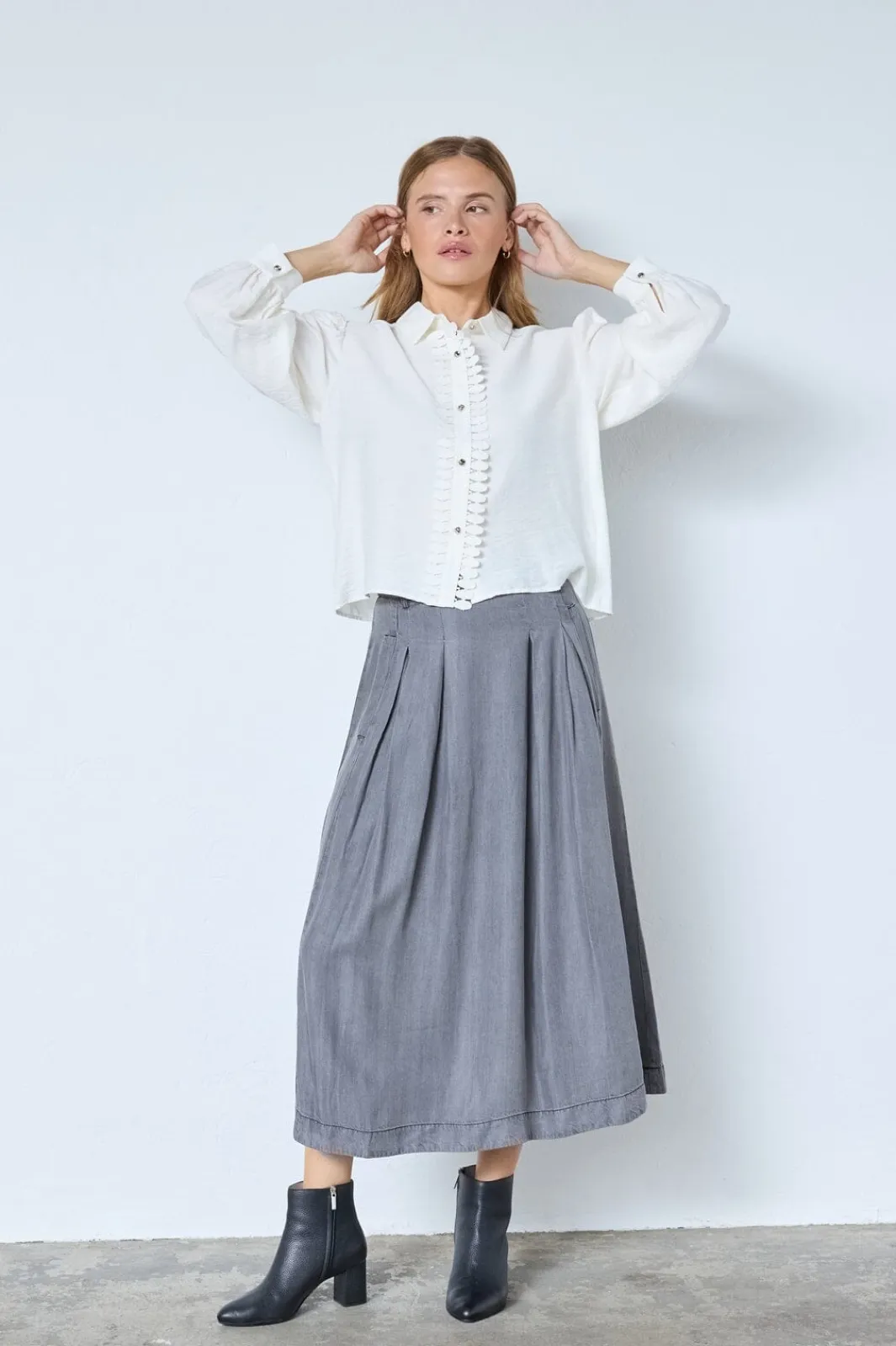 Hot Co´Couture Anyacc Denim Pleat Skirt 34181 139