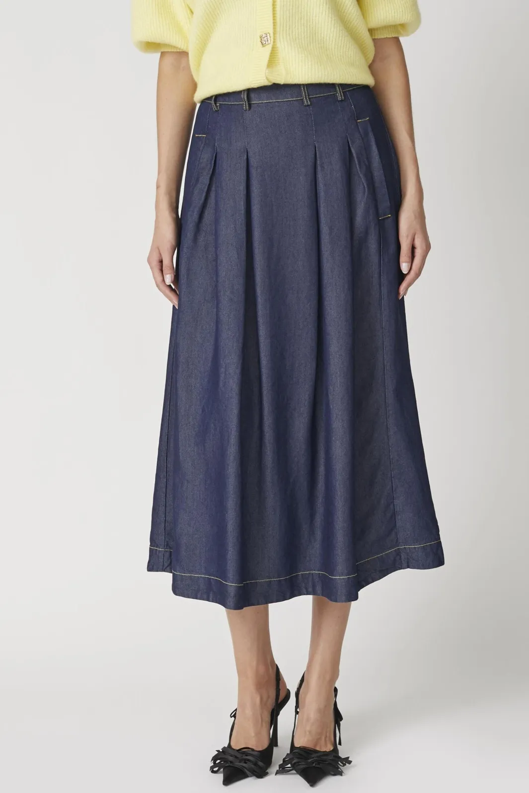 Online Co´Couture Anyacc Denim Pleat Skirt 34181 555