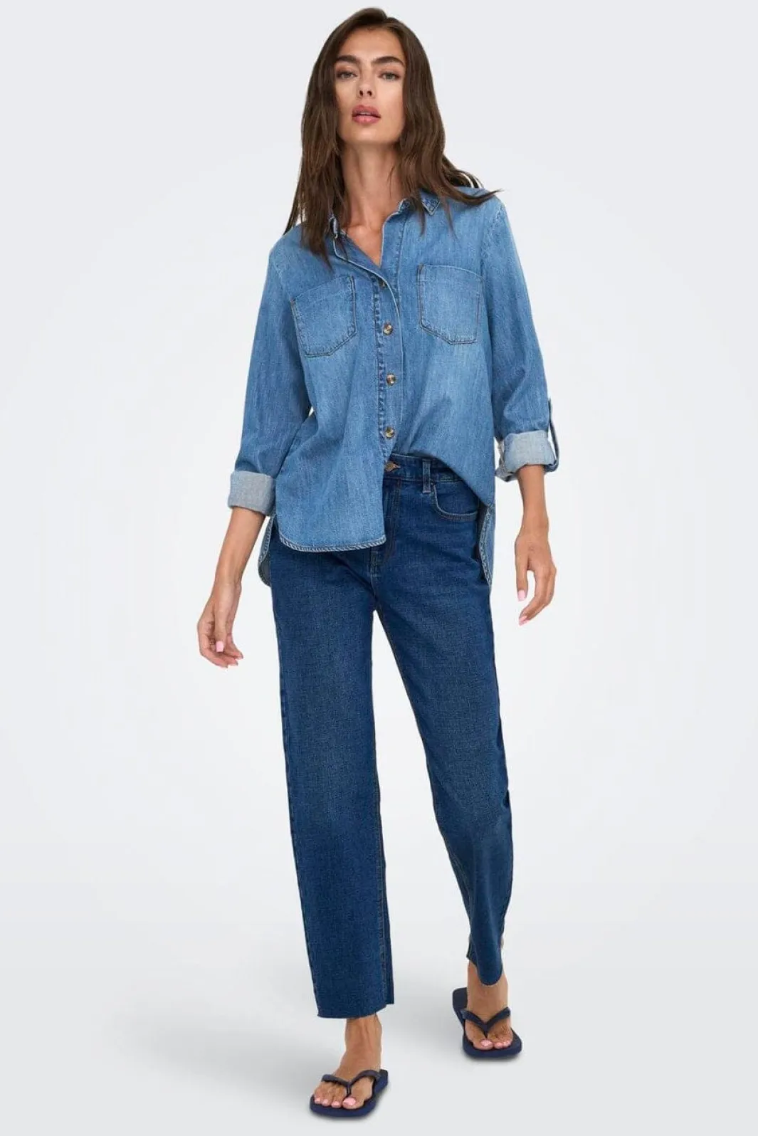 Clearance Only Asmin Shirt L/S Akm 4888010 Medium Blue Denim