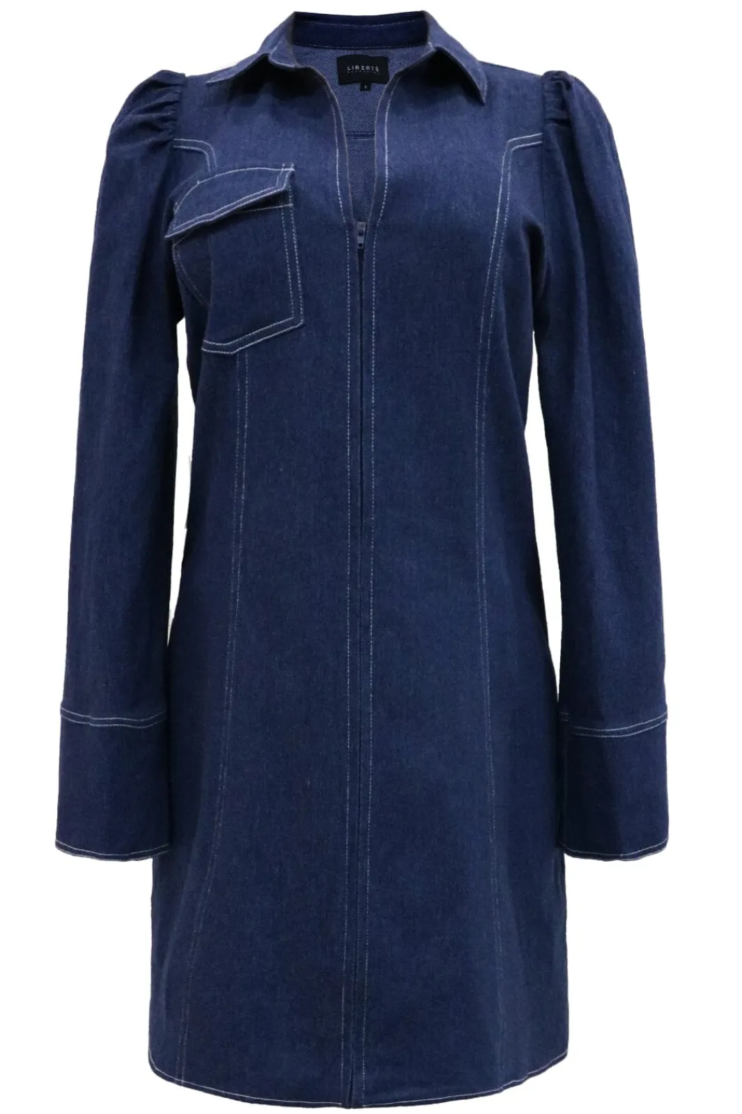 New Liberte Asta-V-Neck Dress Blue Denim