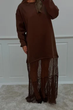 Outlet A-bee Aubrey dress Dark Brown