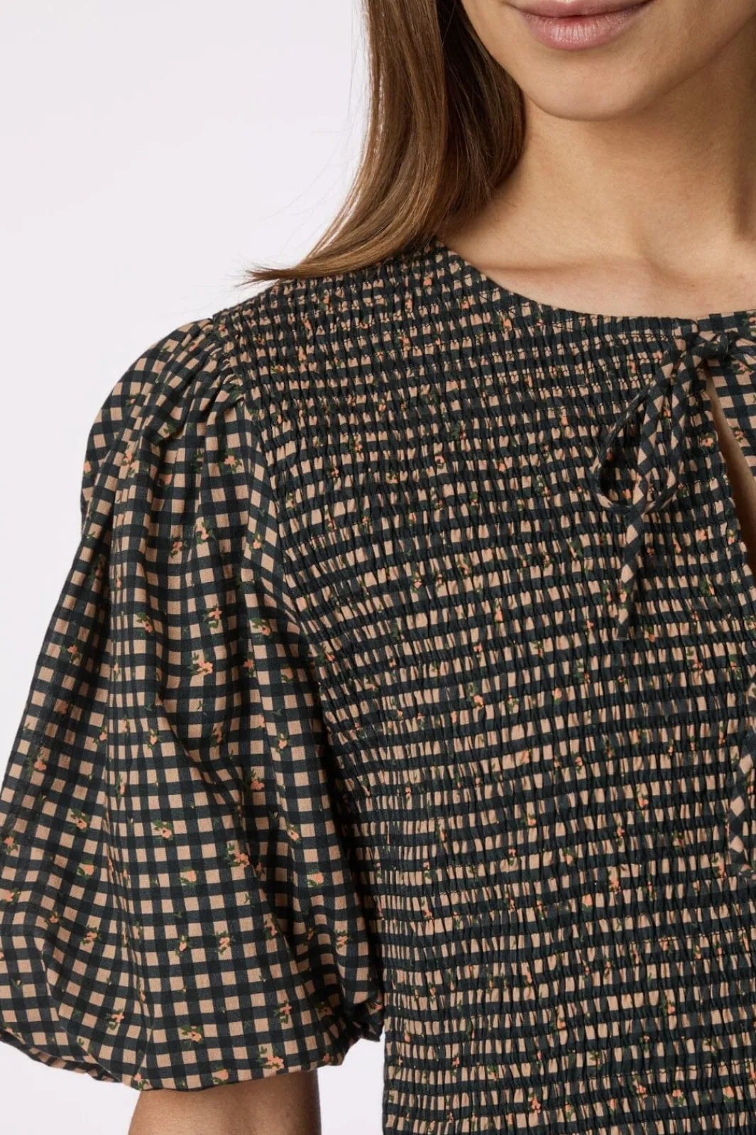Neo Noir Auda Check Smock Dress 165419 100