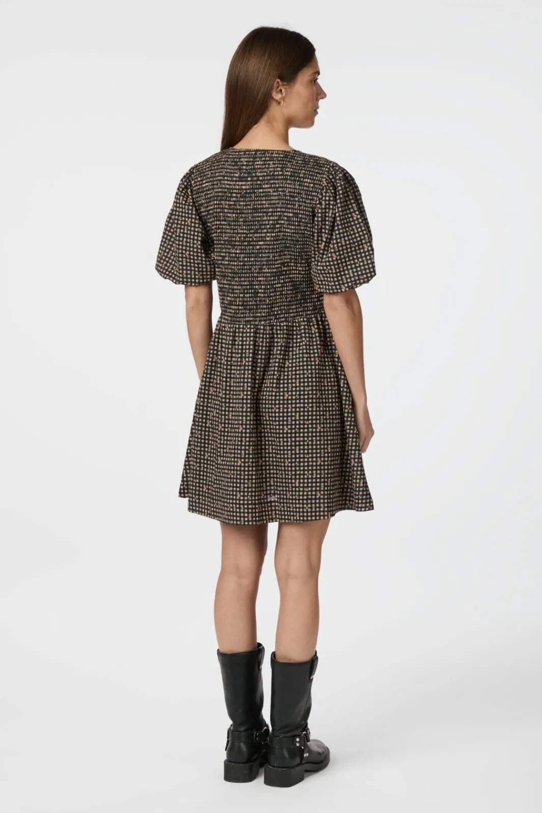 Neo Noir Auda Check Smock Dress 165419 100