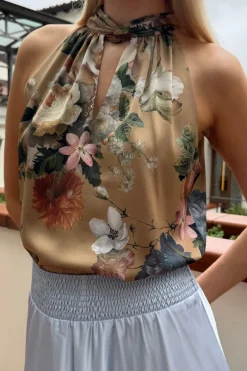 Clearance Karmamia Ava Top 2170 Taupe Bloom