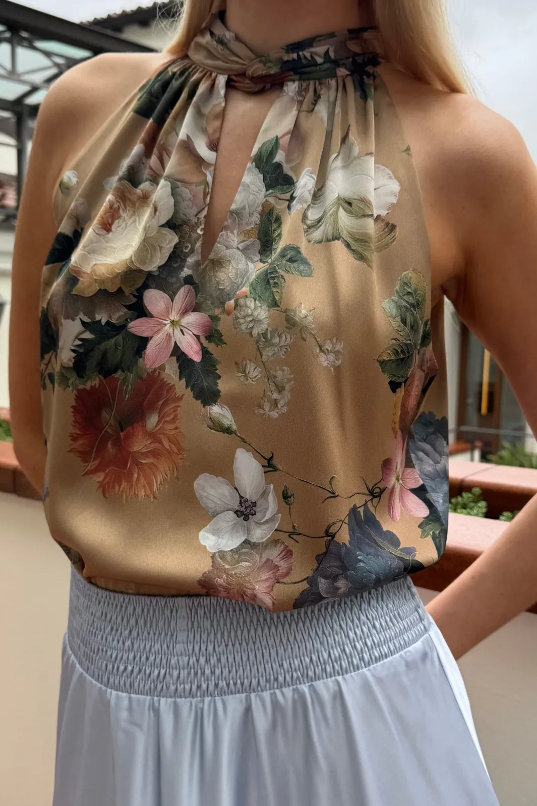 Clearance Karmamia Ava Top 2170 Taupe Bloom