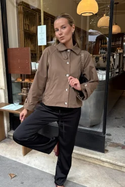 Sale BYIC Avaic Short Trenchcoat A23824 Dark Brown