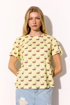 Discount Hunkøn Azura T-Shirt 26012 Yellow Boat