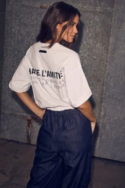 Discount Haute L'Amitié Back Logo Loose Tee HL10410 White/Black Print