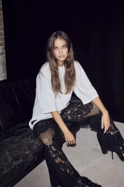 Discount Haute L'Amitié Back Logo Loose Tee HL10410 White/Black Print