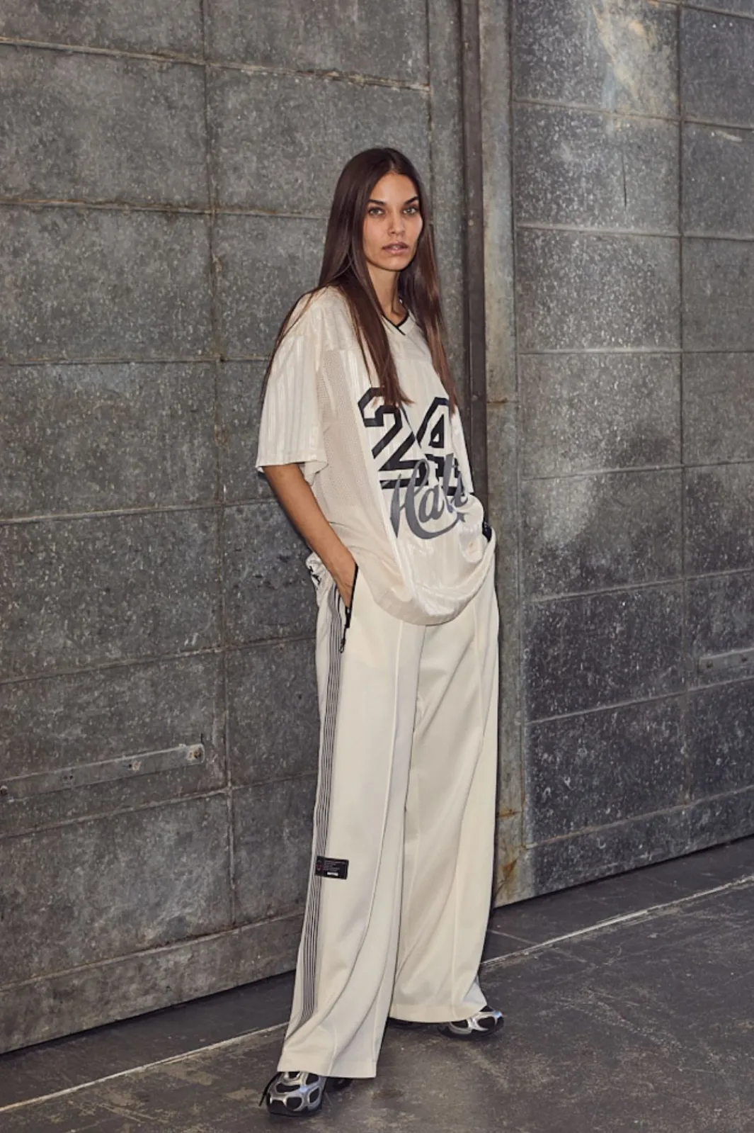 Clearance Haute L'Amitié Baggy Track Tall Pants HL10071 Off-White