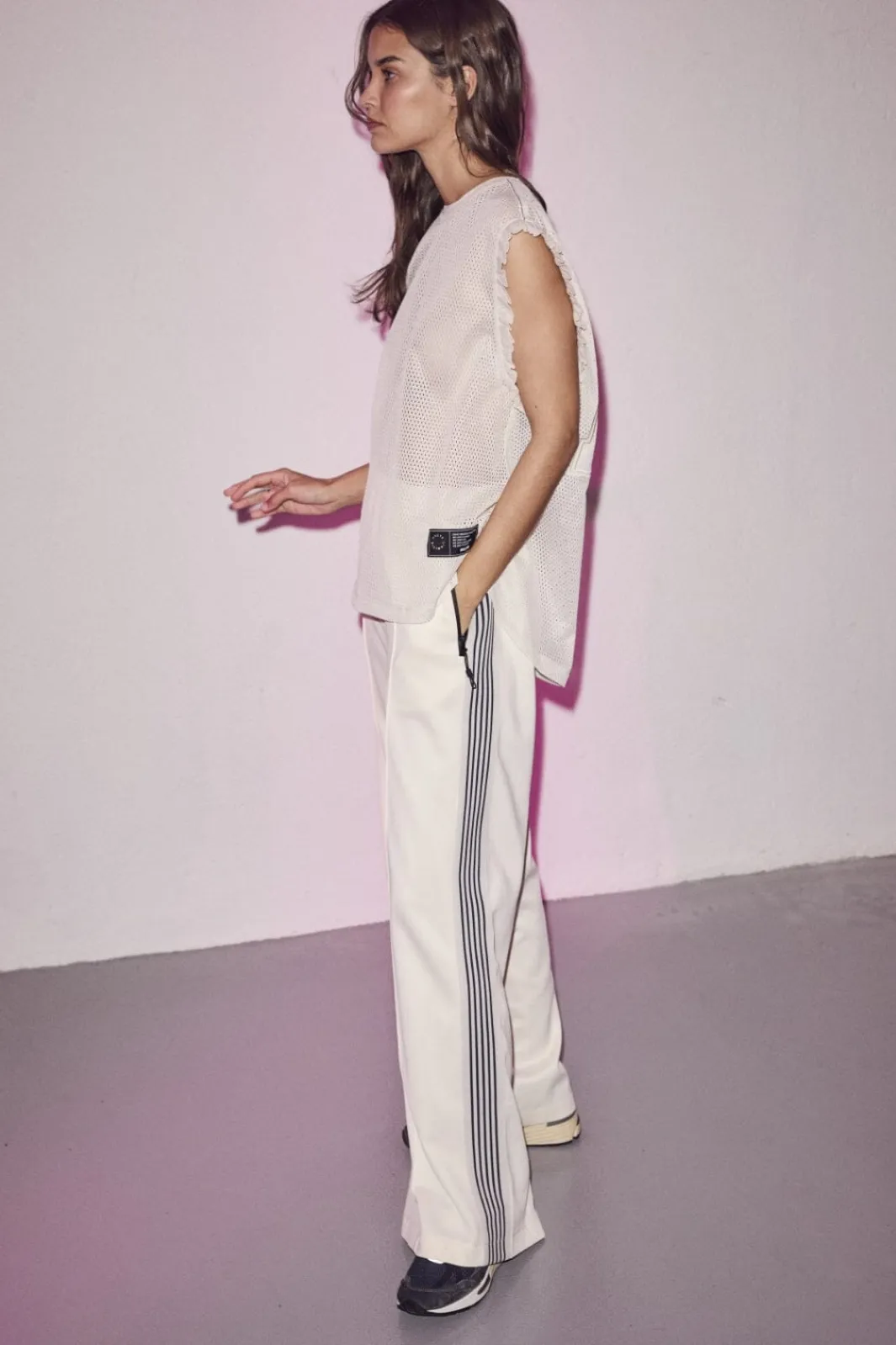 Clearance Haute L'Amitié Baggy Track Tall Pants HL10071 Off-White