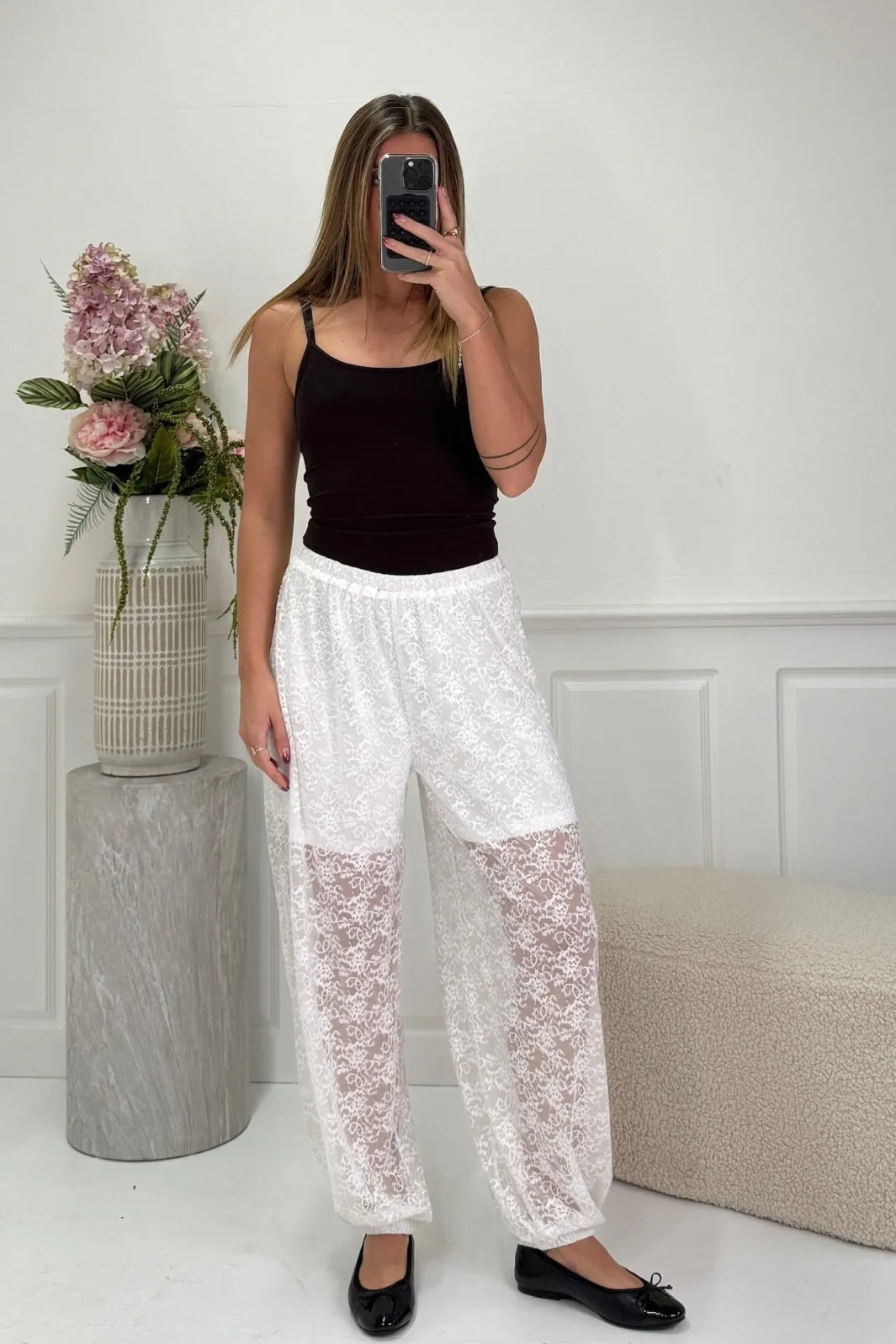 Sale Dear Molly Ballon Lace Pants 165142B Off White