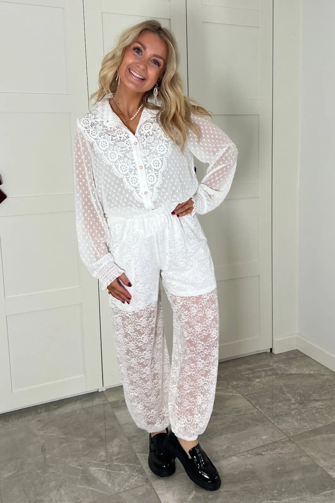 Sale Dear Molly Ballon Lace Pants 165142B Off White