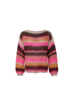 Hot Black Colour Bcadria Multi Striped Jumper 1223 Berry