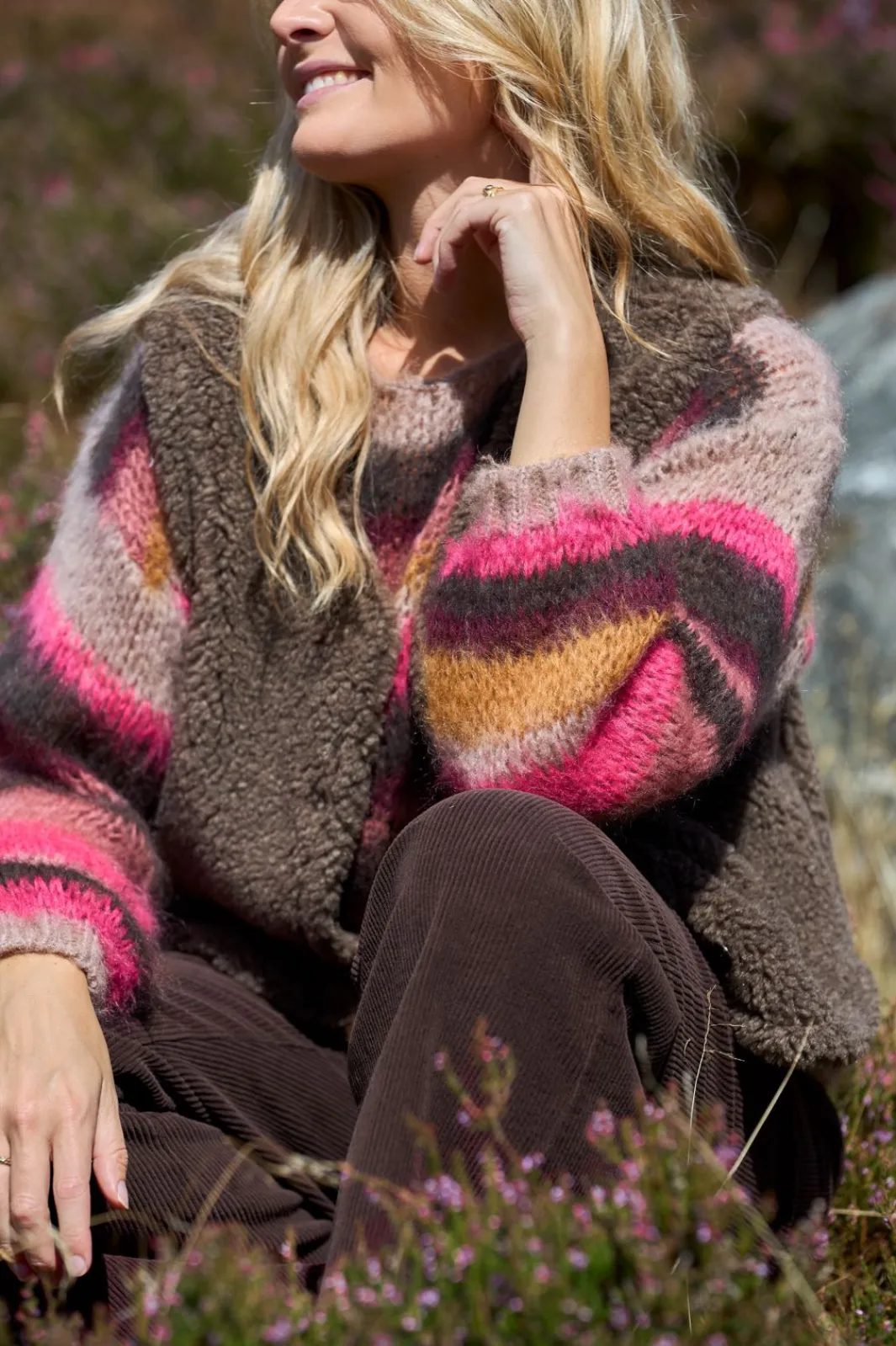Hot Black Colour Bcadria Multi Striped Jumper 1223 Berry
