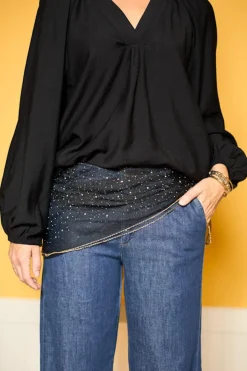 New Black Colour Bcardenia Mini Scarf W/Stones 3646 Black