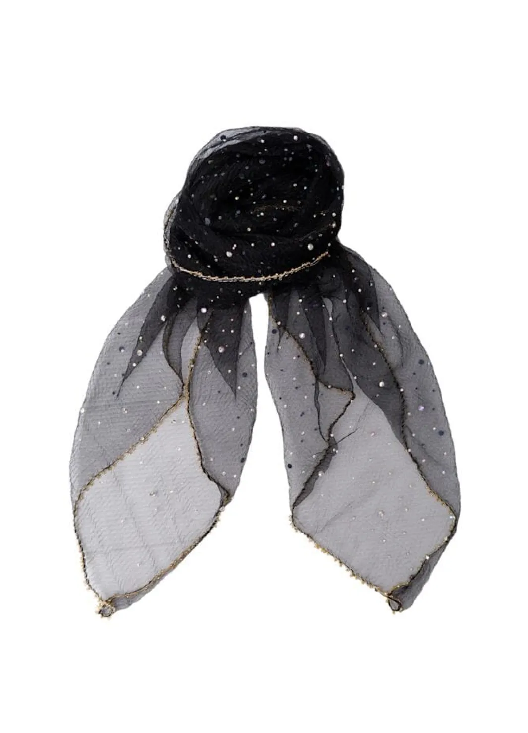 New Black Colour Bcardenia Mini Scarf W/Stones 3646 Black