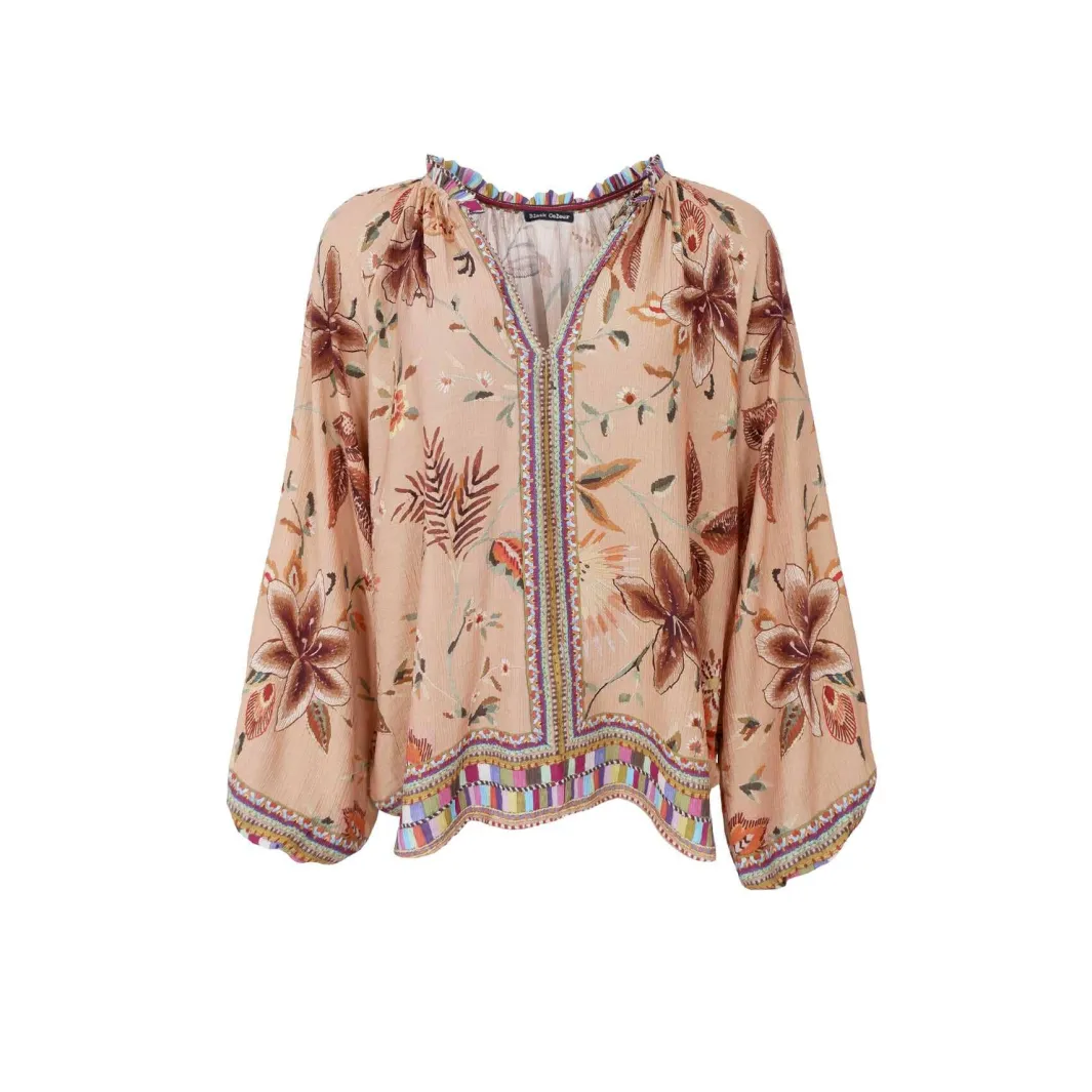 Clearance Black Colour Bcart Crepe Blouse 41030 Lt. Nougat