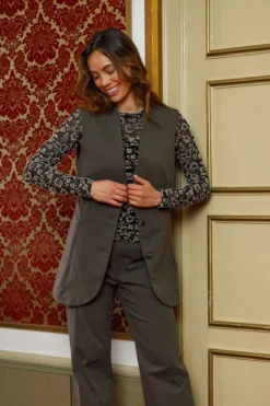 Best Black Colour Bcavenue Long Vest Taupe