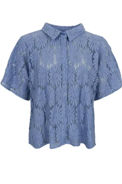 Clearance Black Colour Bccosmos Ss Flower Shirt 40889 Lt. Blue