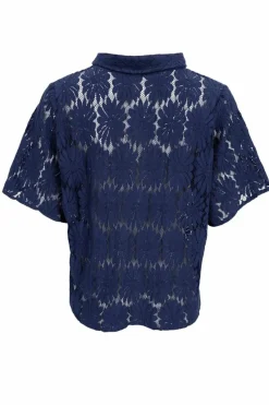 Sale Black Colour Bccosmos Ss Flower Shirt 40889 Navy