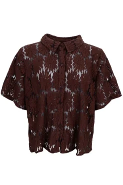 Hot Black Colour Bccosmos Ss Flower Shirt 40889 Chocolate