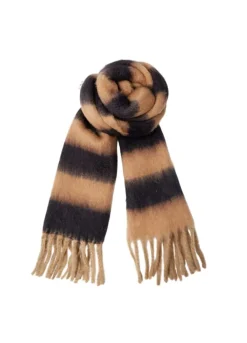 Sale Black Colour Bcdash Striped Winter Scarf 208415 Black/Latte