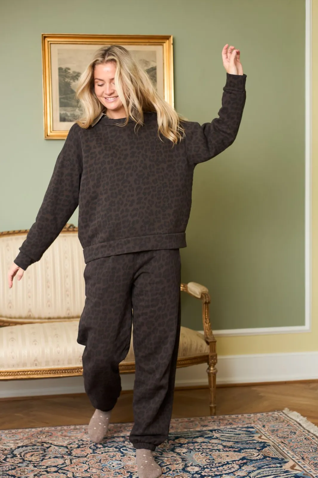 Sale Black Colour Bcdea Sweat Pant 41044 Dark Leopard