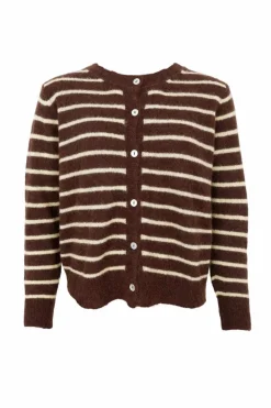 Hot Black Colour Bcdell Striped Knit Cardigan 1197 Mocca