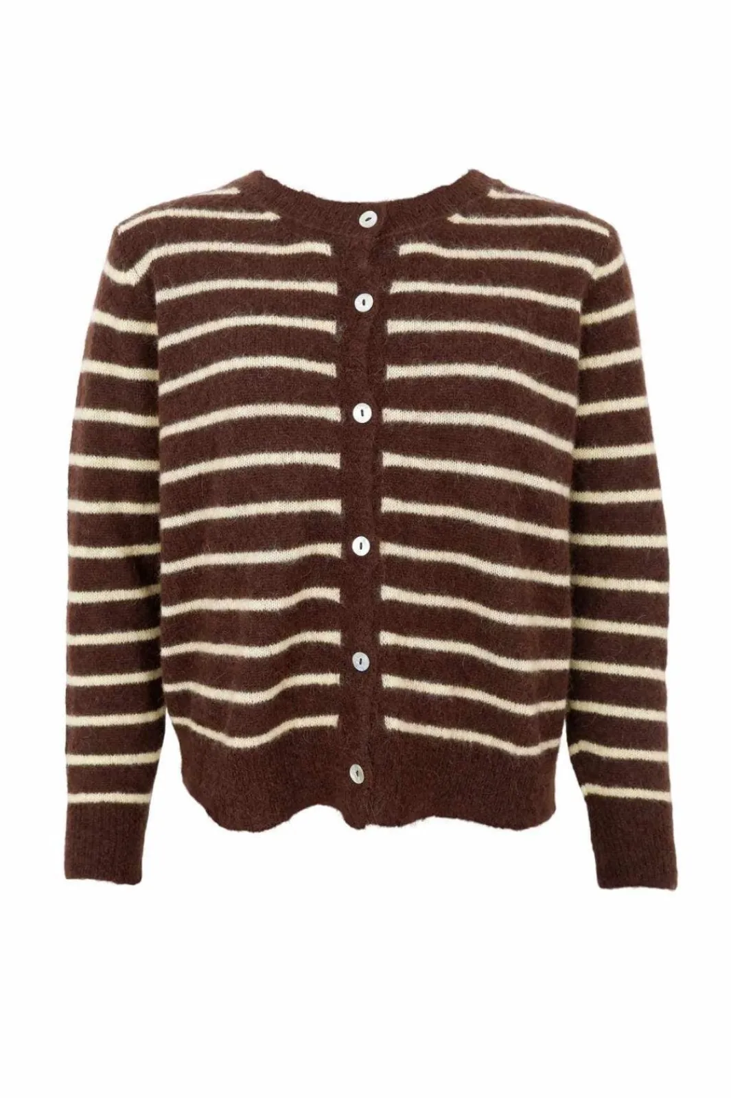 Hot Black Colour Bcdell Striped Knit Cardigan 1197 Mocca