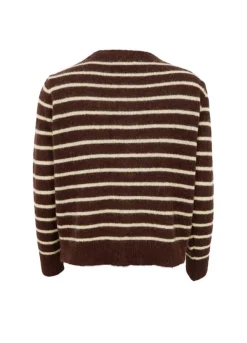 Hot Black Colour Bcdell Striped Knit Cardigan 1197 Mocca
