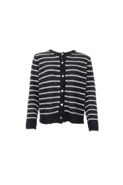 Discount Black Colour Bcdell Striped Knit Cardigan 1197 Dk. Grey