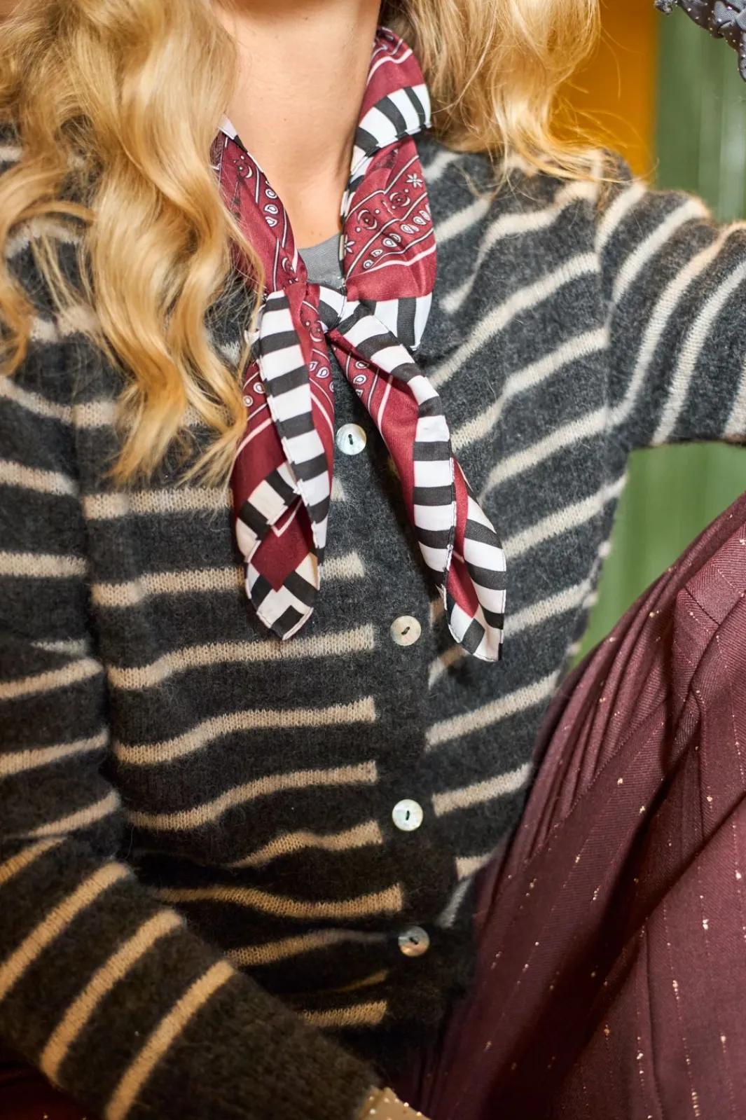 Discount Black Colour Bcdell Striped Knit Cardigan 1197 Dk. Grey
