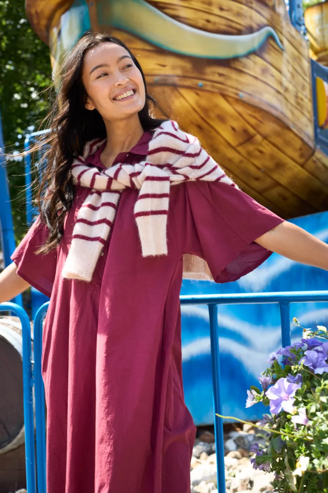 Hot Black Colour Bcdell Striped Knit Cardigan 1197 Wine