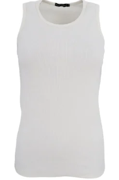Best Black Colour Bcena Rib Tank Top Off White