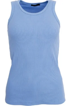 Sale Black Colour Bcena Rib Tank Top Lt. Blue