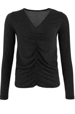New Black Colour Bcfaye Lurex V-Neck Blouse Black/Black