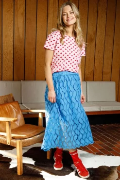 New Black Colour Bcfreya Cut Out Lace Skirt 40717 Ocean Blue