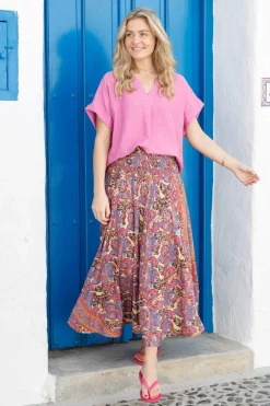 Outlet Black Colour Bcluna Wide Smock Skirt 39217 Royal Berry